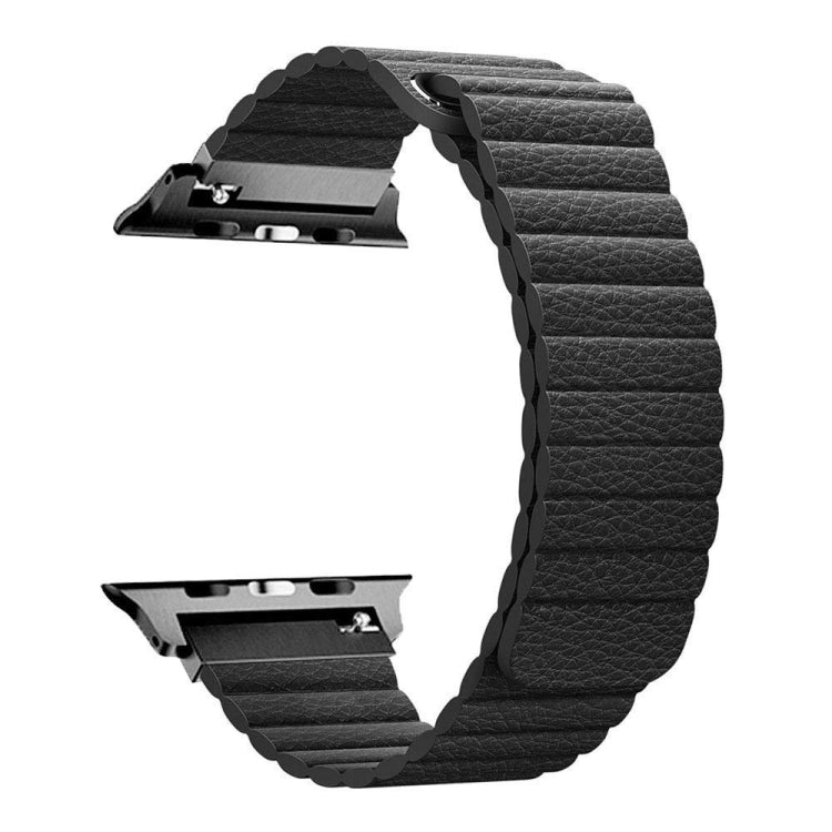 Universal Leather Magnetic Band for Apple Watch Series 7 41mm / 6 & SE & 5 & 4 40mm / 3 & 2 & 1 38mm(black) by bashfashion