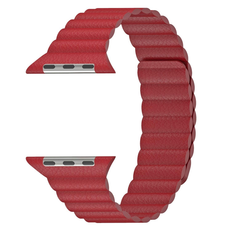 Universal Leather Magnetic Band for Apple Watch Series 7 41mm / 6 & SE & 5 & 4 40mm / 3 & 2 & 1 38mm(red) by bashfashion