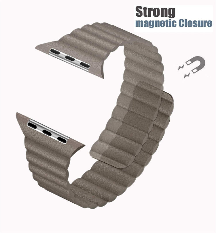 Universal Leather Magnetic Band for Apple Watch Series 7 41mm / 6 & SE & 5 & 4 40mm / 3 & 2 & 1 38mm(red) by bashfashion