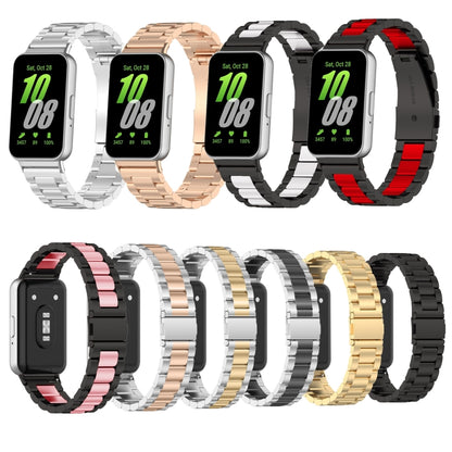 For Samsung Galaxy Fit 3 SM-R390 Three Bead Stainless Steel Metal Watch Band(Black) by bashfashion