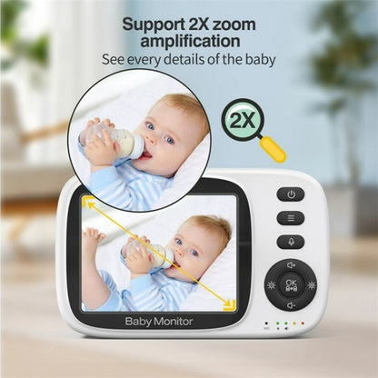 MC632A 2 Way Voice Talk Temperature Monitoring Baby Camera 3.2 inch Screen Baby Monitor(US Plug) by bashfashion