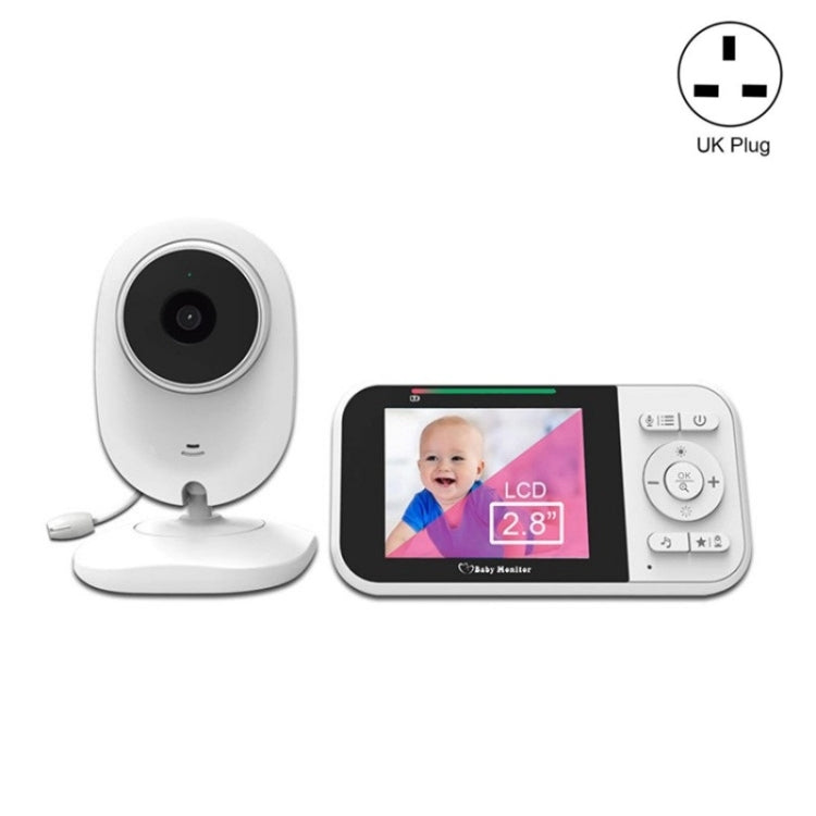 Temperature Detection 2 Way Voice Baby Security Video Camera 2.8-inch LCD Baby Monitor(UK Plug) by bashfashion