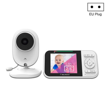 Temperature Detection 2 Way Voice Baby Security Video Camera 2.8-inch LCD Baby Monitor(EU Plug) by bashfashion