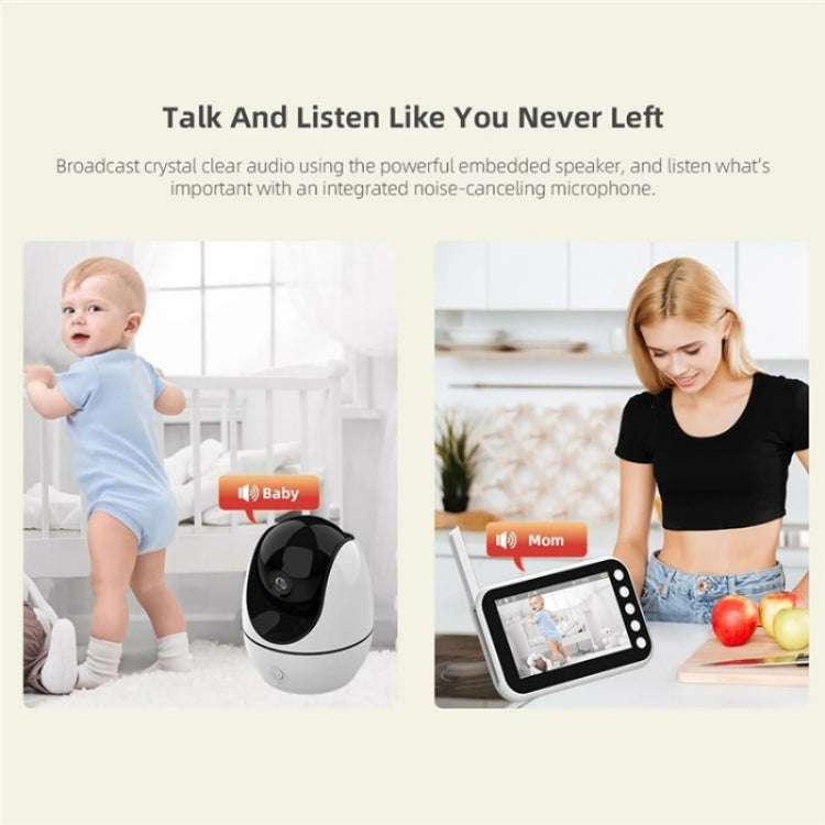ABM200 Support Two-Way Voice Temperature Display 4.5-inch Video Baby Monitor Music Player(UK Plug) by bashfashion
