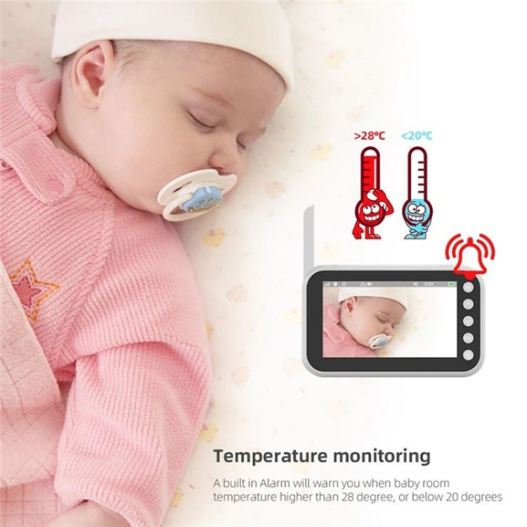 ABM200 Support Two-Way Voice Temperature Display 4.5-inch Video Baby Monitor Music Player(UK Plug) by bashfashion