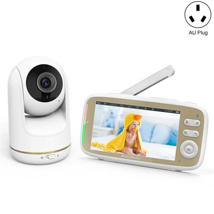 VB803 Built-in Lullabies PTZ Rotation HD Baby Security Camera 5-inch Baby Monitor(AU Plug) by bashfashion