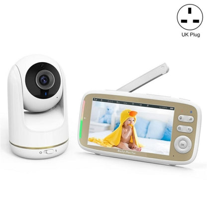 VB803 Built-in Lullabies PTZ Rotation HD Baby Security Camera 5-inch Baby Monitor(UK Plug) by bashfashion