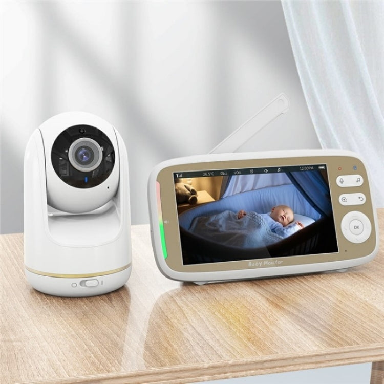 VB803 Built-in Lullabies PTZ Rotation HD Baby Security Camera 5-inch Baby Monitor(EU Plug) by bashfashion