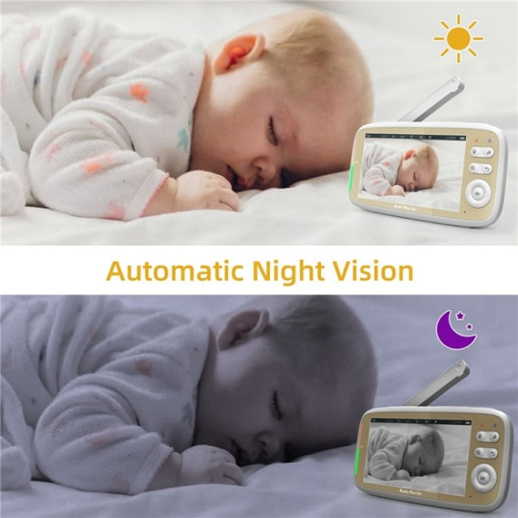 VB803 Built-in Lullabies PTZ Rotation HD Baby Security Camera 5-inch Baby Monitor(US Plug) by bashfashion