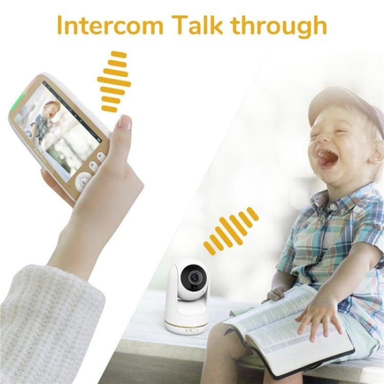VB803 Built-in Lullabies PTZ Rotation HD Baby Security Camera 5-inch Baby Monitor(EU Plug) by bashfashion