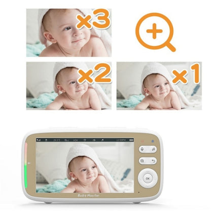 VB803 Built-in Lullabies PTZ Rotation HD Baby Security Camera 5-inch Baby Monitor(EU Plug) by bashfashion
