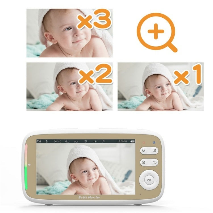 VB803 Built-in Lullabies PTZ Rotation HD Baby Security Camera 5-inch Baby Monitor(AU Plug) by bashfashion