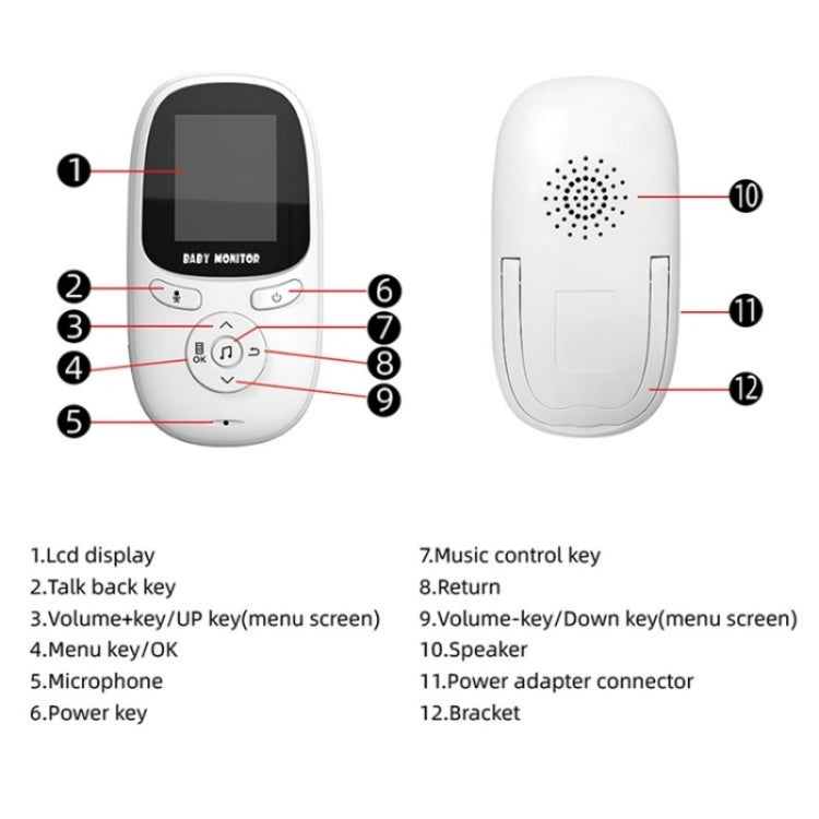 R306 Room Temperature Monitor Intercom Camera 2.0-inch Night Vision Wireless Baby Monitor(AU Plug) by bashfashion