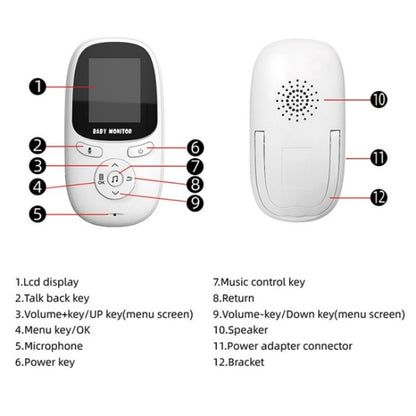 R306 Room Temperature Monitor Intercom Camera 2.0-inch Night Vision Wireless Baby Monitor(US Plug) by bashfashion
