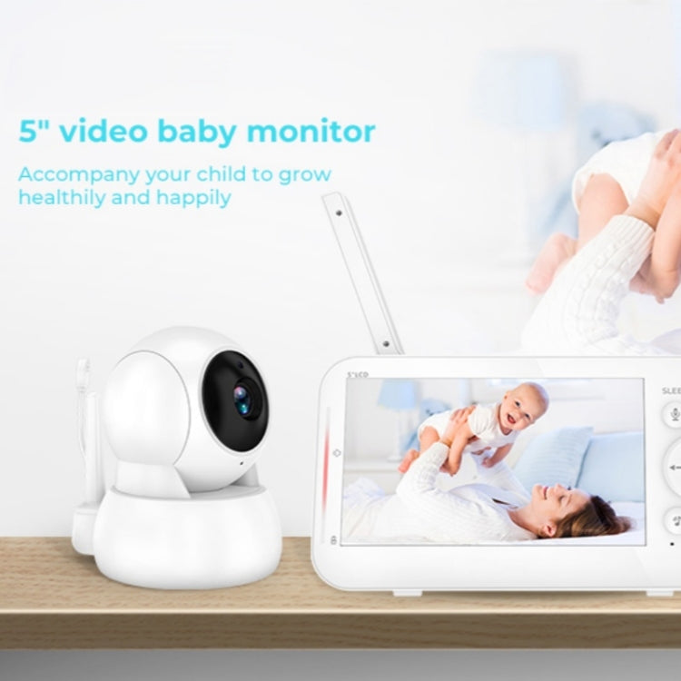 Infrared Night Vision Two-way Intercom Baby Monitor 5-inch Wireless Digital Monitor(EU Plug) by bashfashion