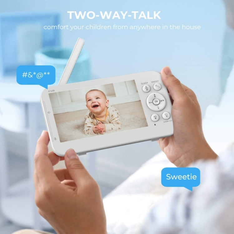 Infrared Night Vision Two-way Intercom Baby Monitor 5-inch Wireless Digital Monitor(UK Plug) by bashfashion