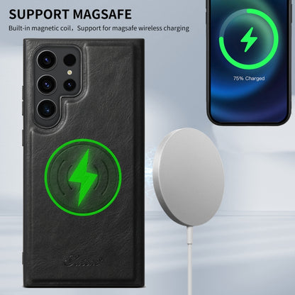 For Samsung Galaxy S24+ 5G Suteni H17 Oil Eax Leather MagSafe Detachable Wallet Phone Case(Black) by Suteni