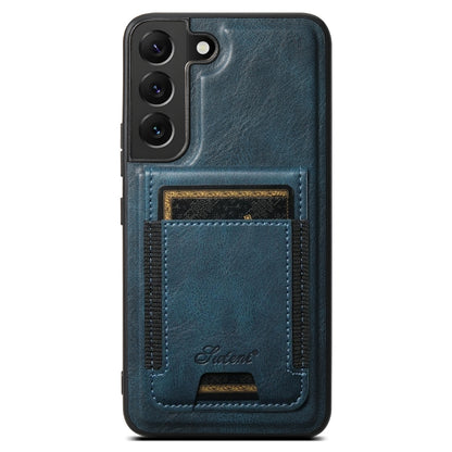 For Samsung Galaxy S23 5G Suteni H17 Oil Eax Leather MagSafe Detachable Wallet Phone Case(Blue) by Suteni
