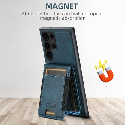 For Samsung Galaxy S23 5G Suteni H17 Oil Eax Leather MagSafe Detachable Wallet Phone Case(Blue) by Suteni