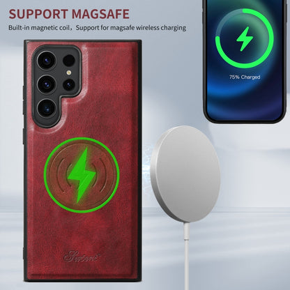 For Samsung Galaxy S22 Ultra 5G Suteni H17 Oil Eax Leather MagSafe Detachable Wallet Phone Case(Red) by Suteni