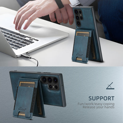 For Samsung Galaxy S22+ 5G Suteni H17 Oil Eax Leather MagSafe Detachable Wallet Phone Case(Blue) by Suteni