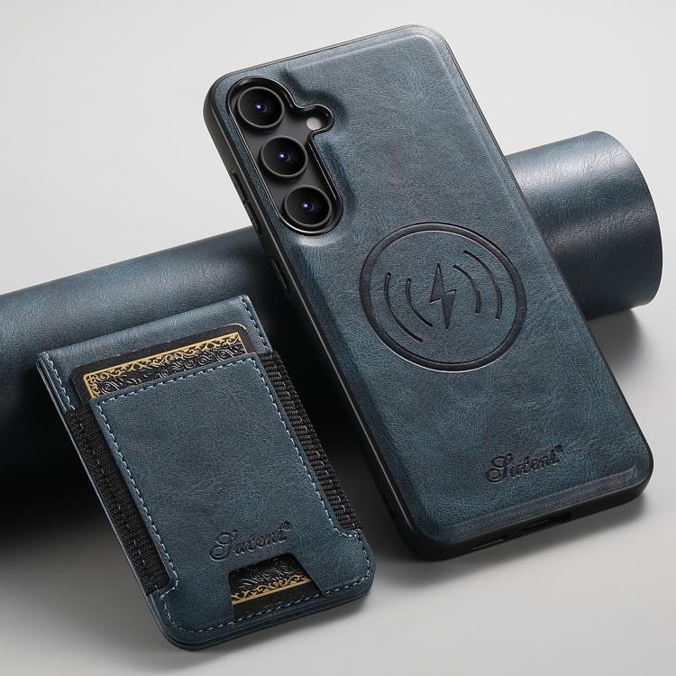 For Samsung Galaxy S25+ 5G Suteni H17 Oil Eax Leather MagSafe Detachable Wallet Phone Case(Khaki) by Suteni