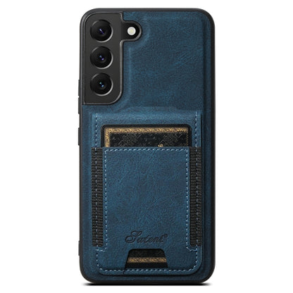 For Samsung Galaxy S23 5G Suteni H17 Litchi Texture Leather MagSafe Detachable Wallet Phone Case(Blue) by Suteni