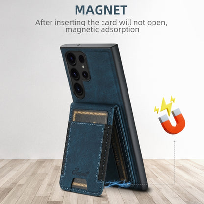 For Samsung Galaxy S23 5G Suteni H17 Litchi Texture Leather MagSafe Detachable Wallet Phone Case(Blue) by Suteni