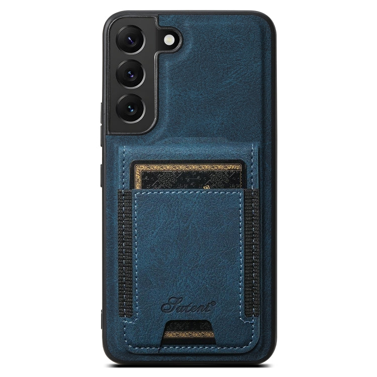 For Samsung Galaxy S22 5G Suteni H17 Litchi Texture Leather MagSafe Detachable Wallet Phone Case(Blue) by Suteni