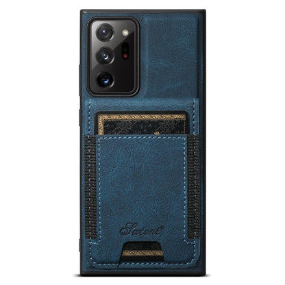 For Samsung Galaxy Note20 Ultra Suteni H17 Litchi Texture Leather MagSafe Detachable Wallet Phone Case(Blue) by Suteni