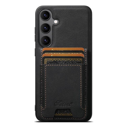 For Samsung Galaxy S25 5G Suteni H17 Litchi Texture Leather MagSafe Detachable Wallet Phone Case(Black) by Suteni