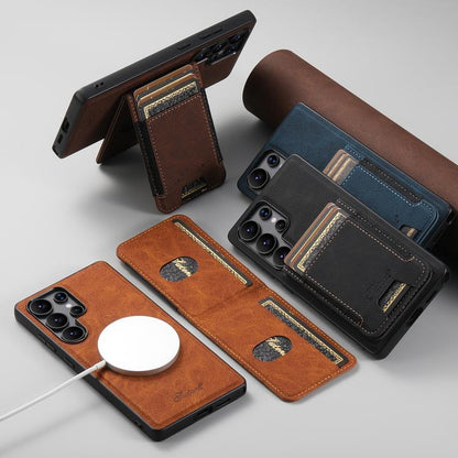 For Samsung Galaxy S25 Ultra 5G Suteni H17 Litchi Texture Leather MagSafe Detachable Wallet Phone Case(Brown) by Suteni