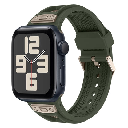 For Apple Watch SE 2023 44mm Breathable Stainless Steel Mesh TPU Watch Band(Green Titanium) by bashfashion