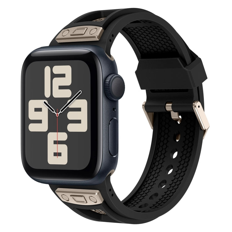 For Apple Watch SE 2023 44mm Breathable Stainless Steel Mesh TPU Watch Band(Black Titanium) by bashfashion