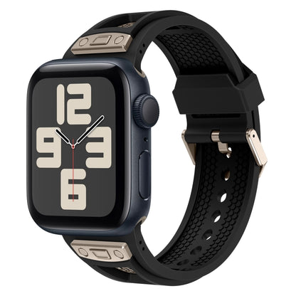 For Apple Watch SE 2023 44mm Breathable Stainless Steel Mesh TPU Watch Band(Black Titanium) by bashfashion