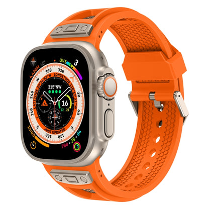 For Apple Watch Ultra 2 49mm Breathable Stainless Steel Mesh TPU Watch Band(Orange Titanium) by bashfashion