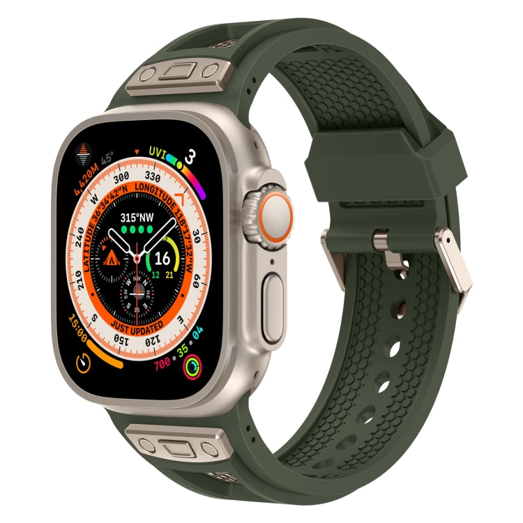 For Apple Watch Ultra 2 49mm Breathable Stainless Steel Mesh TPU Watch Band(Green Titanium) by bashfashion