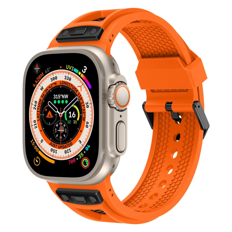 For Apple Watch Ultra 2 49mm Breathable Stainless Steel Mesh TPU Watch Band(Orange Black) by bashfashion