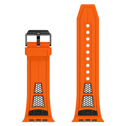For Apple Watch Ultra 2 49mm Breathable Stainless Steel Mesh TPU Watch Band(Orange Black) by bashfashion