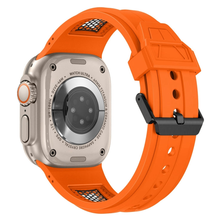 For Apple Watch Ultra 2 49mm Breathable Stainless Steel Mesh TPU Watch Band(Orange Black) by bashfashion
