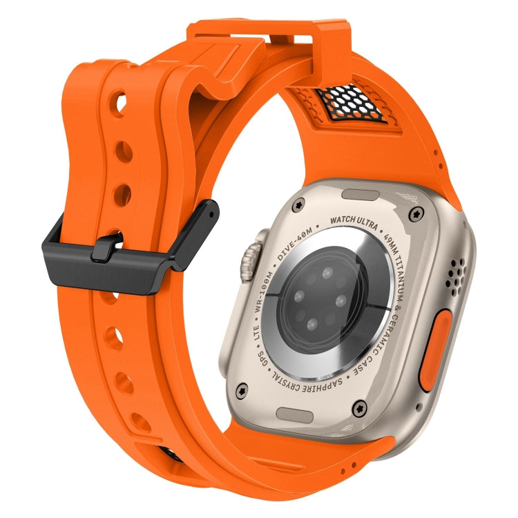 For Apple Watch Ultra 2 49mm Breathable Stainless Steel Mesh TPU Watch Band(Orange Black) by bashfashion