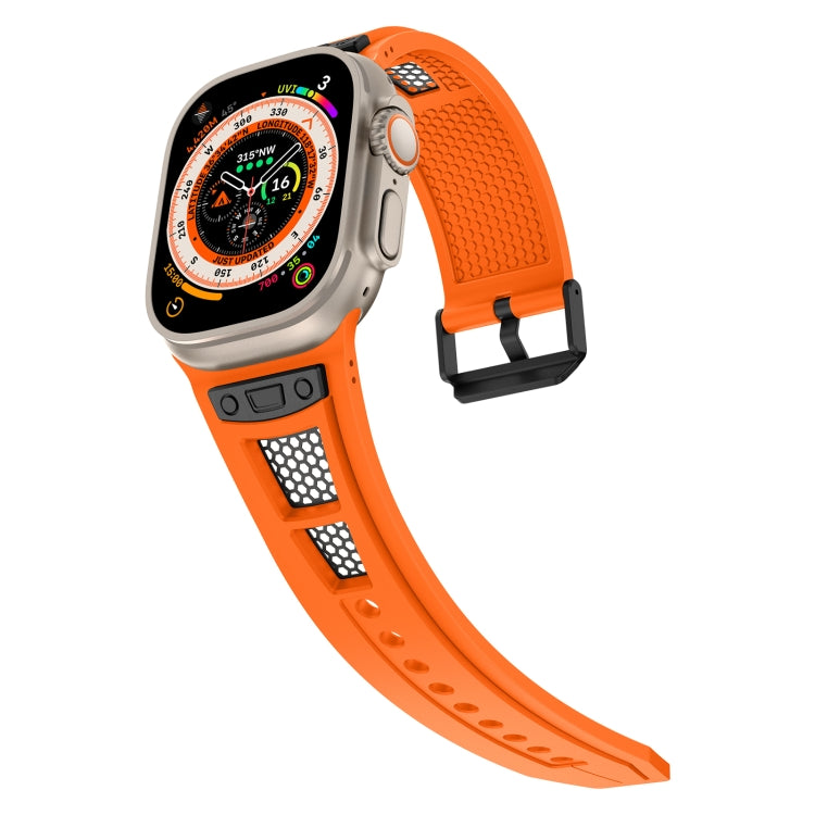 For Apple Watch Ultra 2 49mm Breathable Stainless Steel Mesh TPU Watch Band(Orange Black) by bashfashion