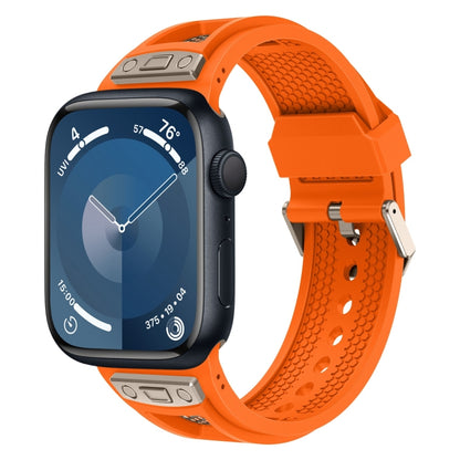 For Apple Watch Series 9 45mm Breathable Stainless Steel Mesh TPU Watch Band(Orange Titanium) by bashfashion