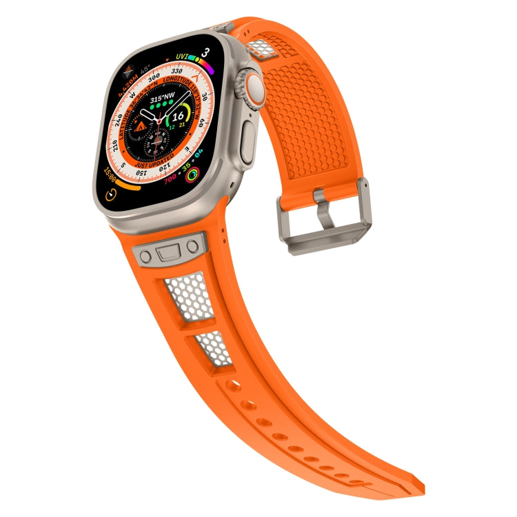 For Apple Watch Series 9 45mm Breathable Stainless Steel Mesh TPU Watch Band(Orange Titanium) by bashfashion