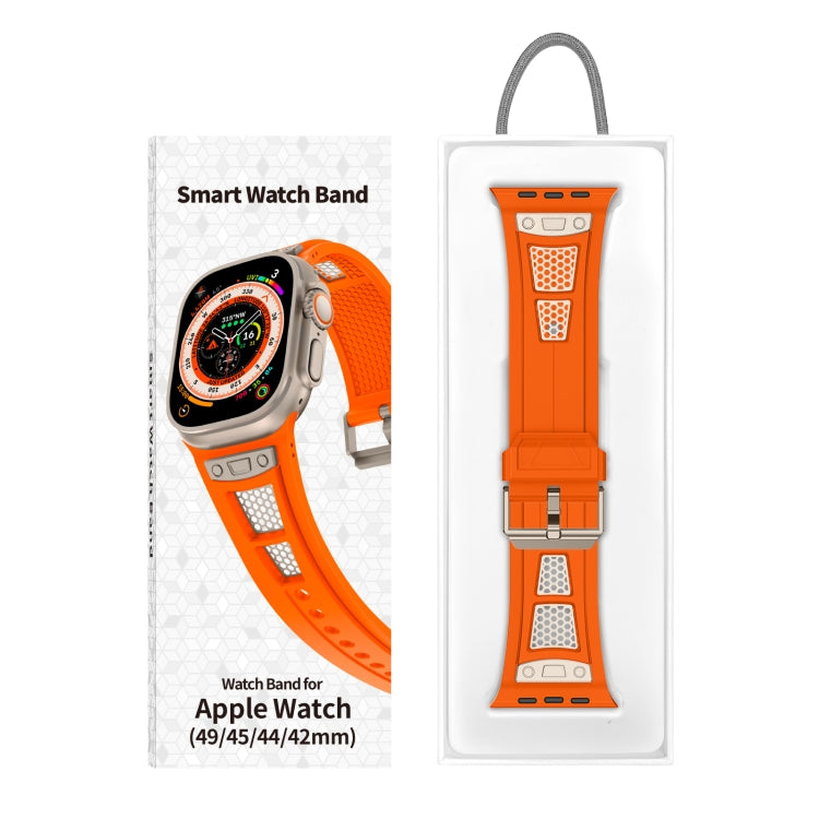 For Apple Watch Series 9 45mm Breathable Stainless Steel Mesh TPU Watch Band(Orange Titanium) by bashfashion