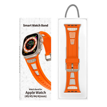 For Apple Watch Series 9 45mm Breathable Stainless Steel Mesh TPU Watch Band(Orange Titanium) by bashfashion