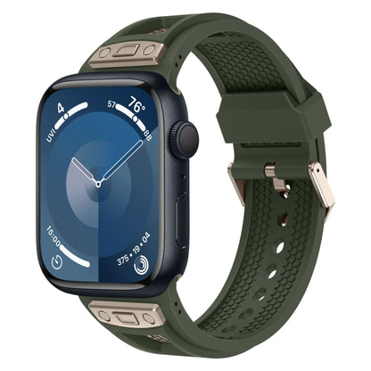 For Apple Watch Series 9 45mm Breathable Stainless Steel Mesh TPU Watch Band(Green Titanium) by bashfashion