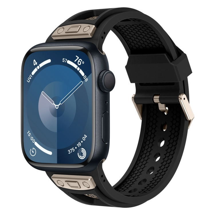 For Apple Watch Series 9 45mm Breathable Stainless Steel Mesh TPU Watch Band(Black Titanium) by bashfashion