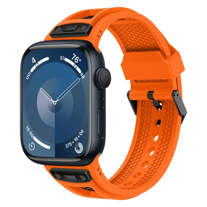 For Apple Watch Series 9 45mm Breathable Stainless Steel Mesh TPU Watch Band(Orange Black) by bashfashion
