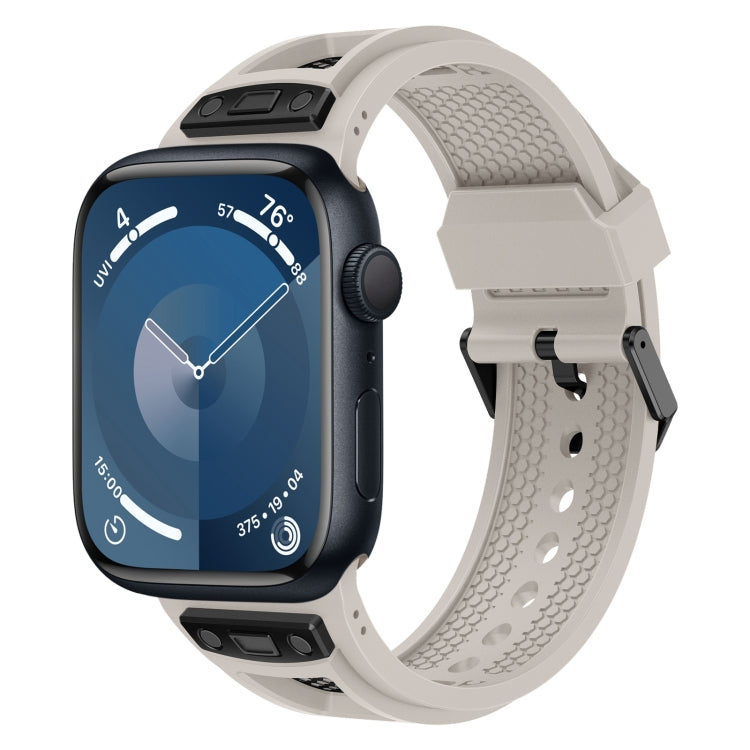 For Apple Watch Series 9 45mm Breathable Stainless Steel Mesh TPU Watch Band(Starlight Black) by bashfashion